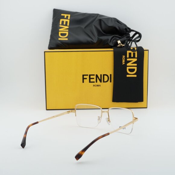 Fendi FE50107F 030 Square Eyeglasses - Gold 53mm